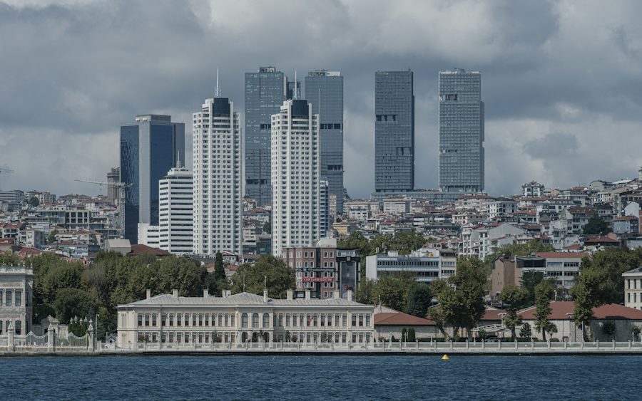 Modern towers rising behind a historic Bosphorus waterfront