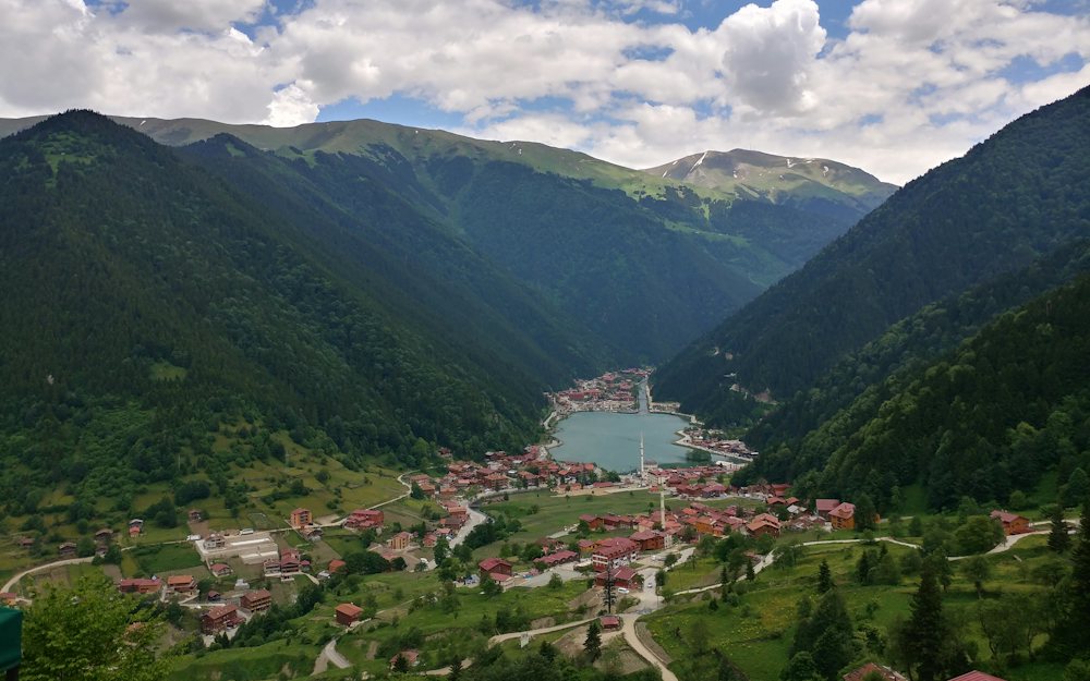 Uzungöl lake in a green mountain valley on the Black Sea coast